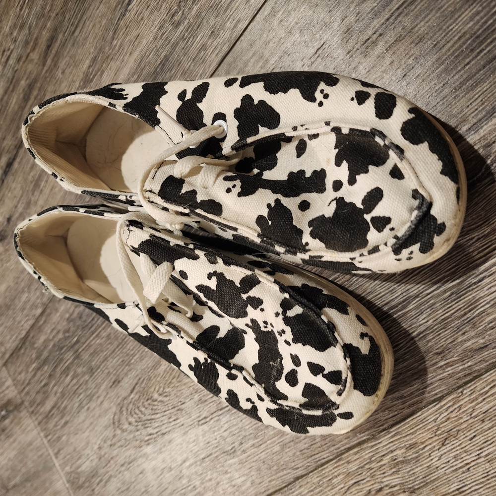 Cow Print Hey Dude-Like Women's Shoes